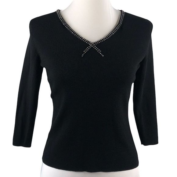 Style & Co Rhinestone Collar Knit Sweater sz SP - Picture 1 of 9